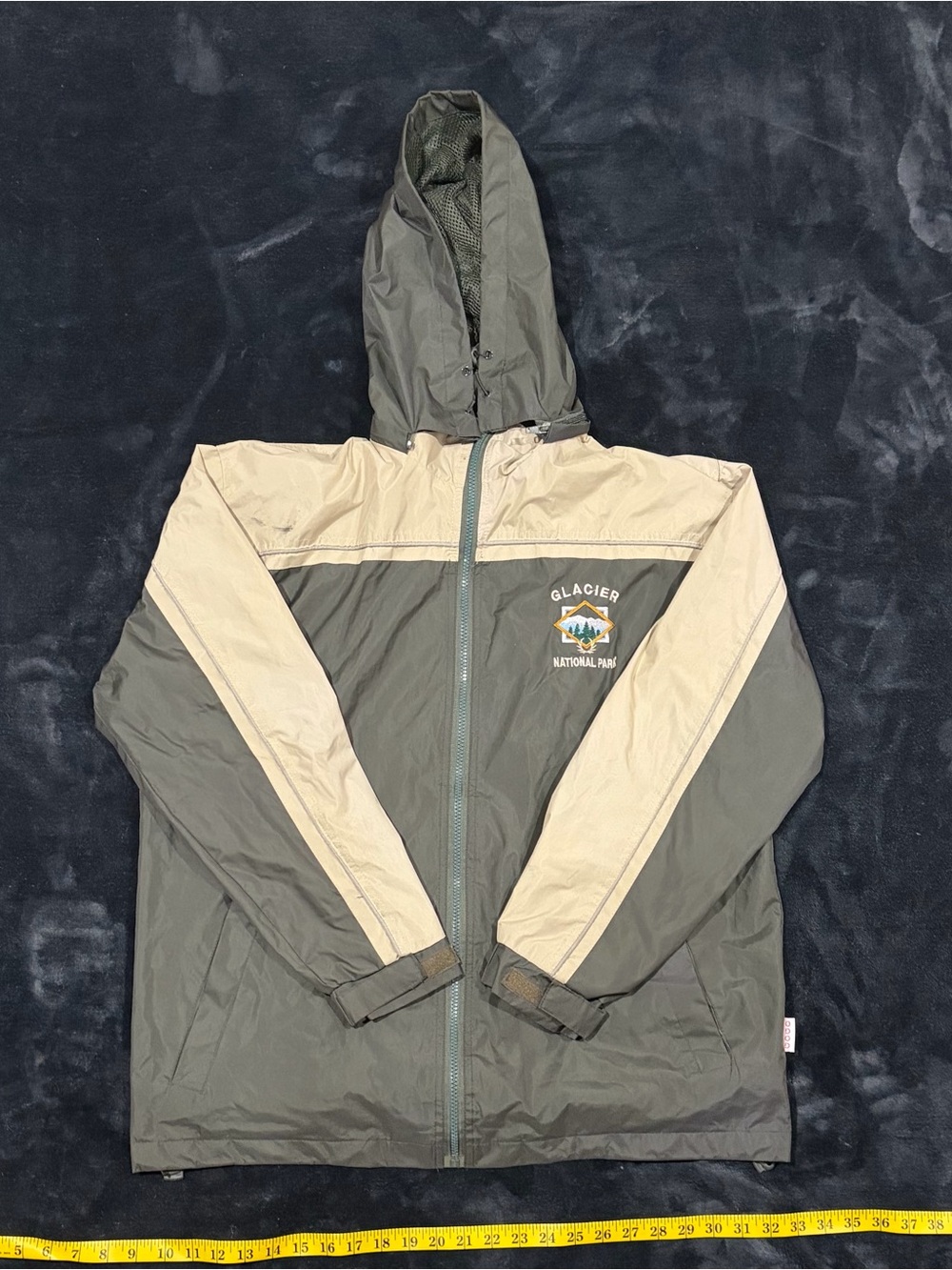 GOGO Olive Green and Beige Windbreaker Jacket